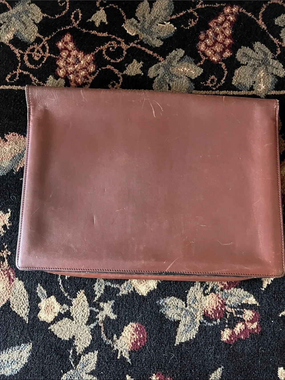 Vtg Schlesinger Monogrammed Brown Leather Portfolio Briefcase with Lock and Keys